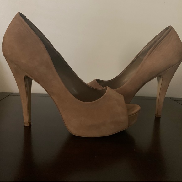 Jessica Simpson Shoes - Jessica Simpson Suede Peep Toe Platform Heels